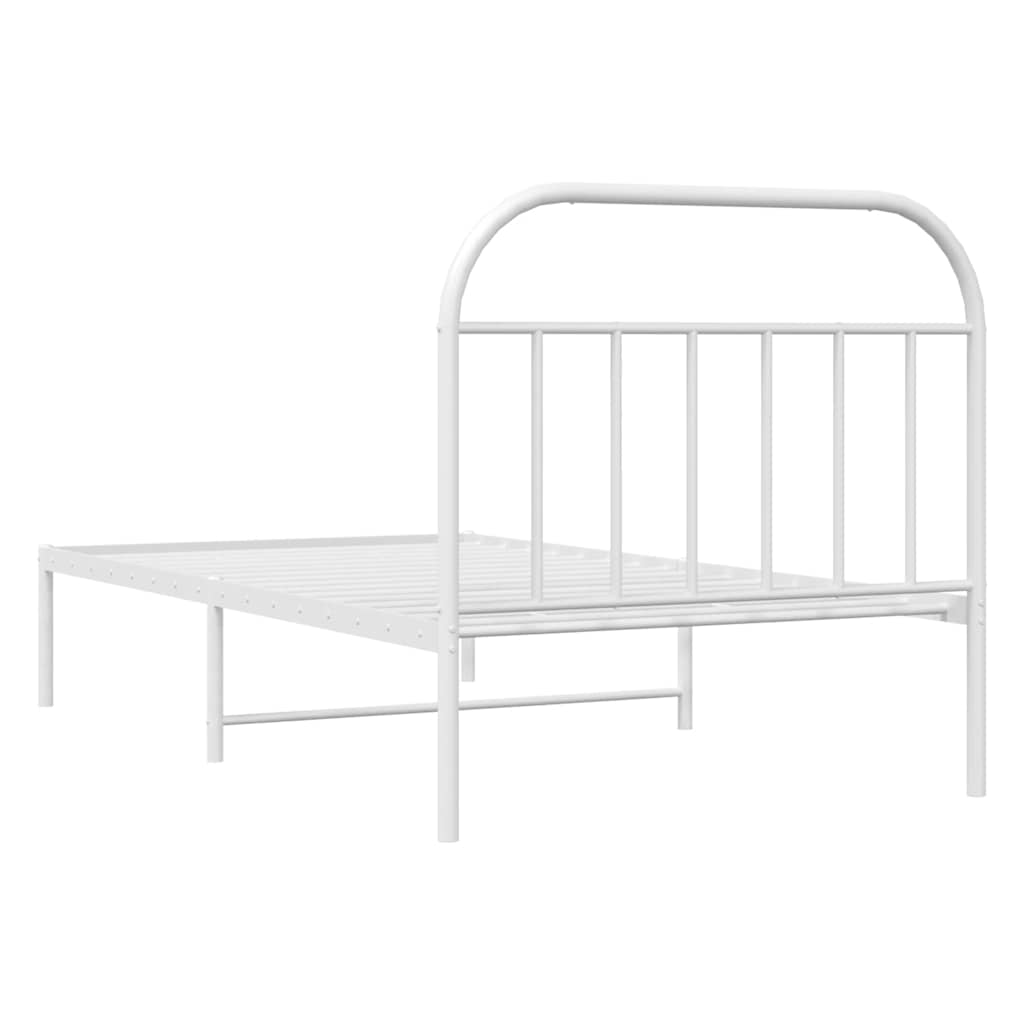 Metalni okvir za krevet s uzglavljem bijeli 100x190 cm