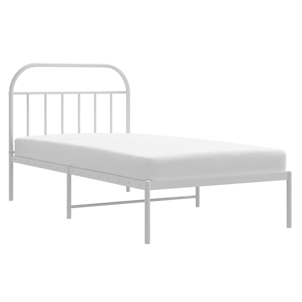Metalni okvir za krevet s uzglavljem bijeli 100x200 cm