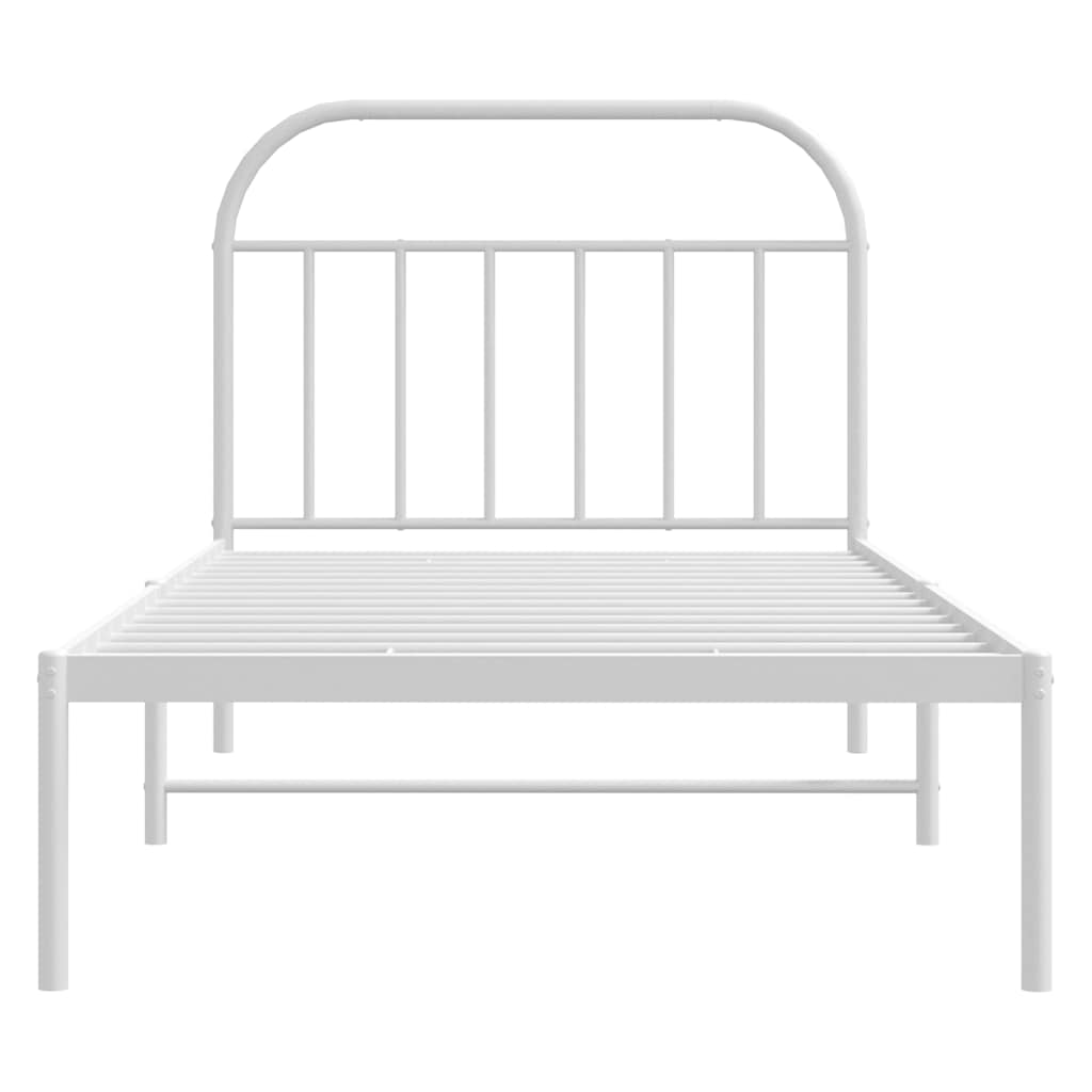 Metalni okvir za krevet s uzglavljem bijeli 100x200 cm