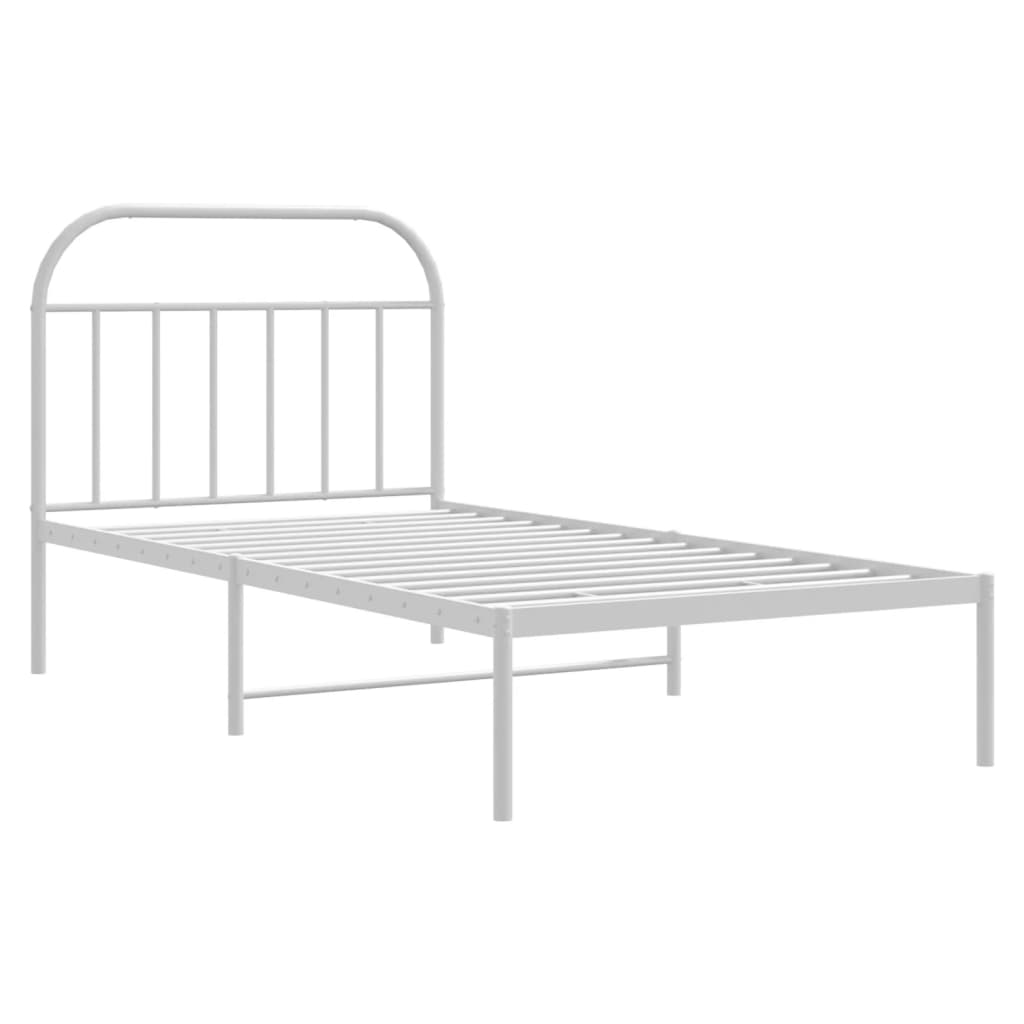 Metalni okvir za krevet s uzglavljem bijeli 107x203 cm