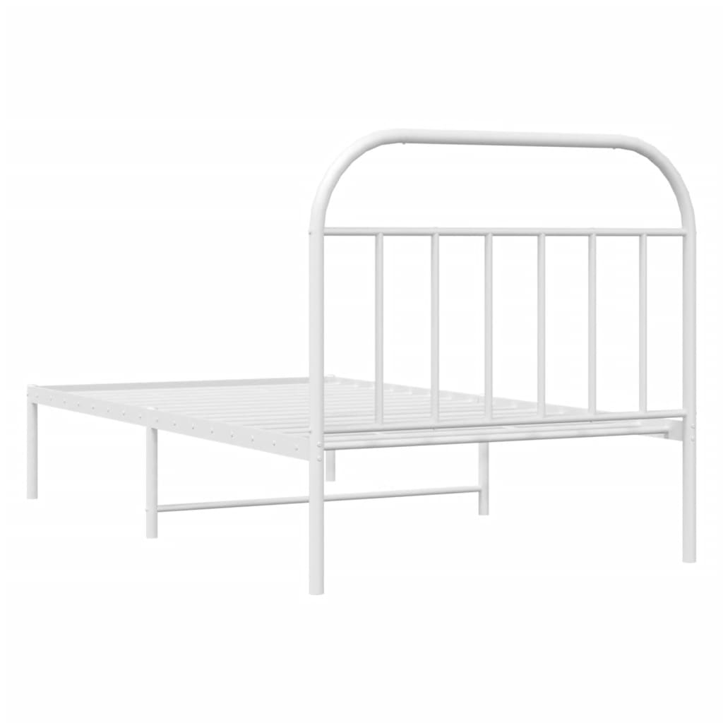 Metalni okvir za krevet s uzglavljem bijeli 107x203 cm