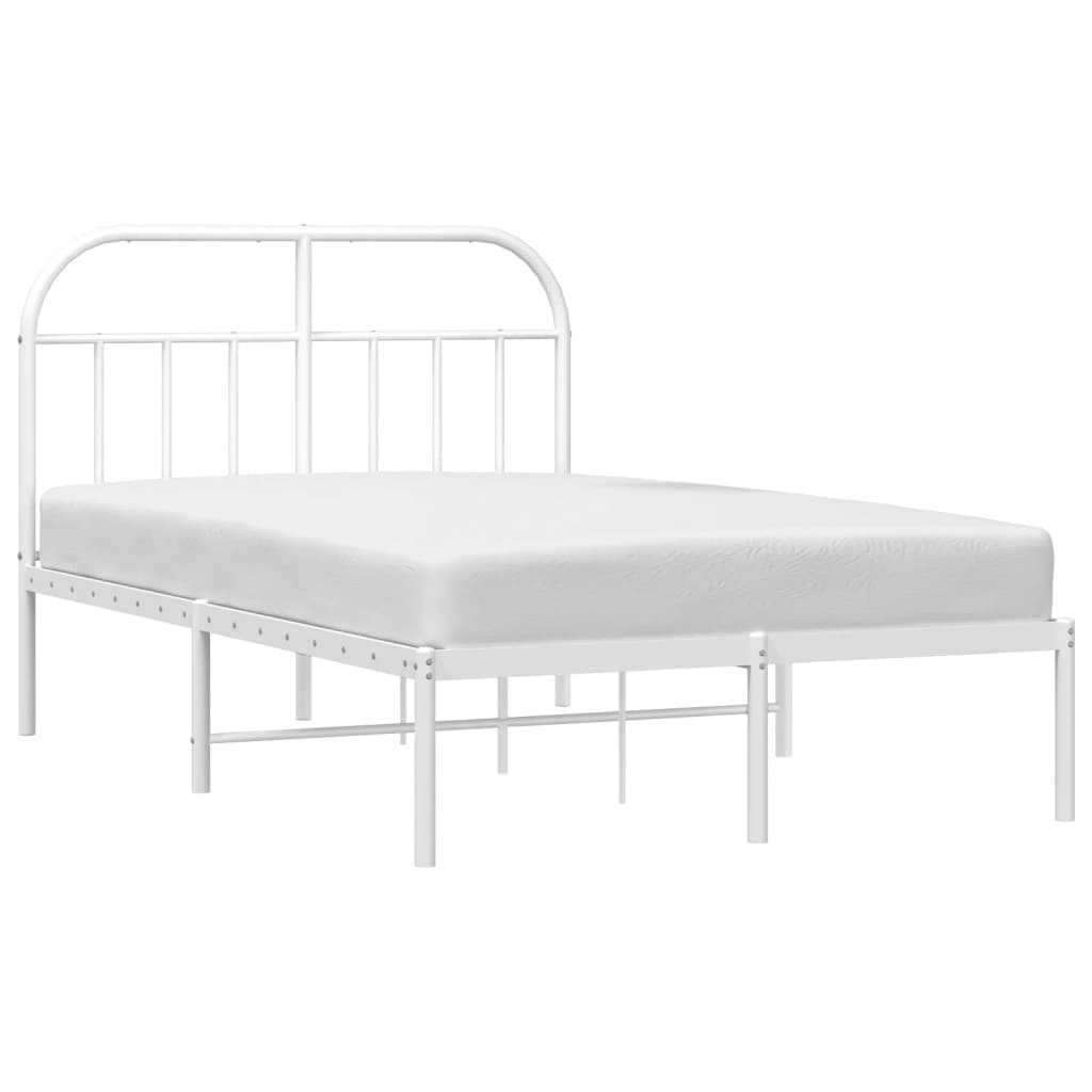 Metalni okvir za krevet s uzglavljem bijeli 120 x 190 cm