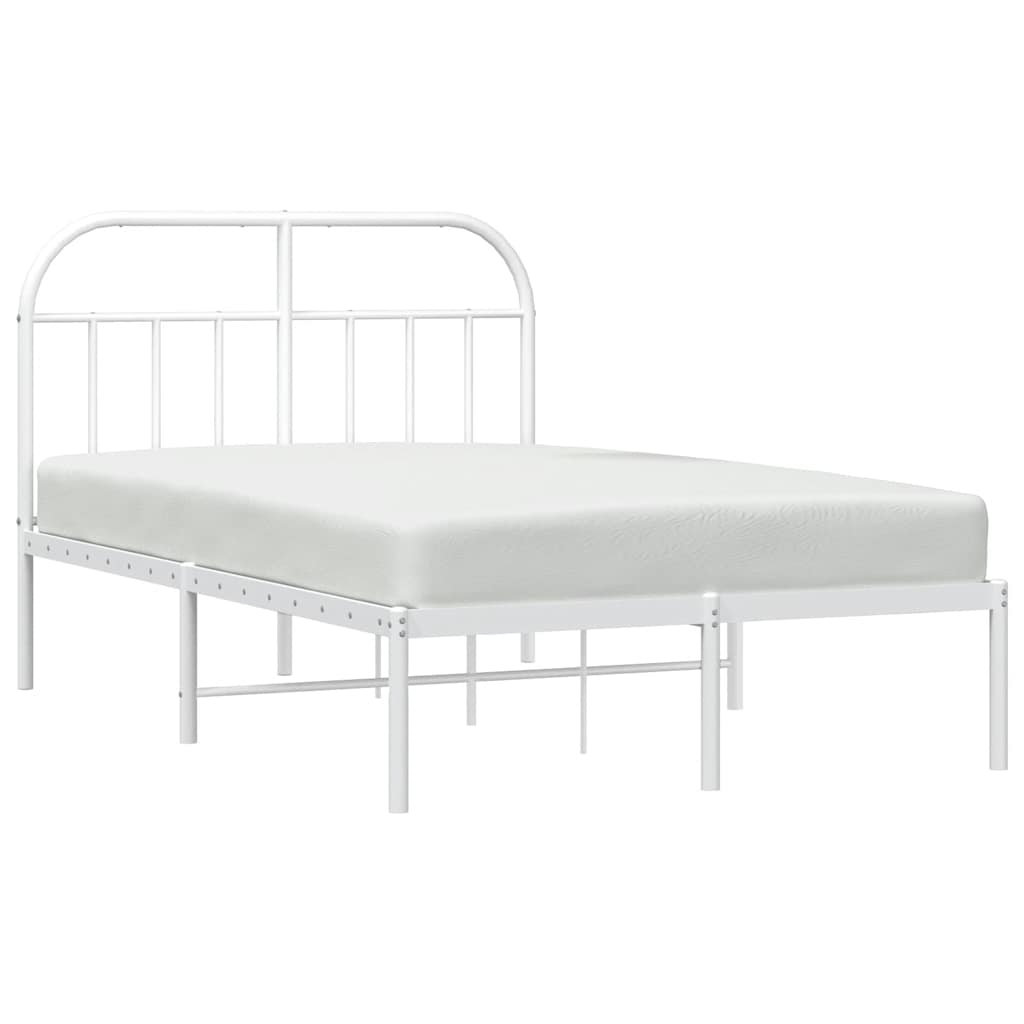 Metalni okvir za krevet s uzglavljem bijeli 135x190 cm