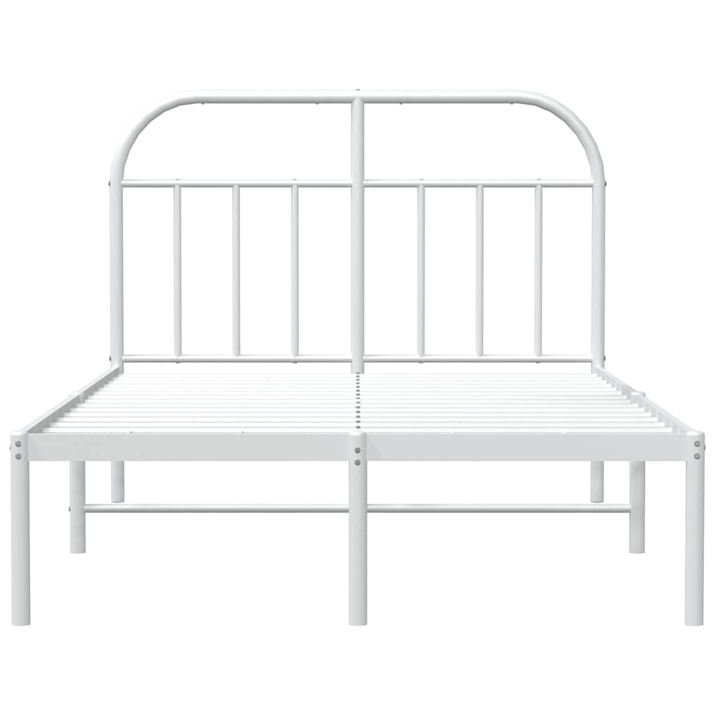 Metalni okvir za krevet s uzglavljem bijeli 135x190 cm