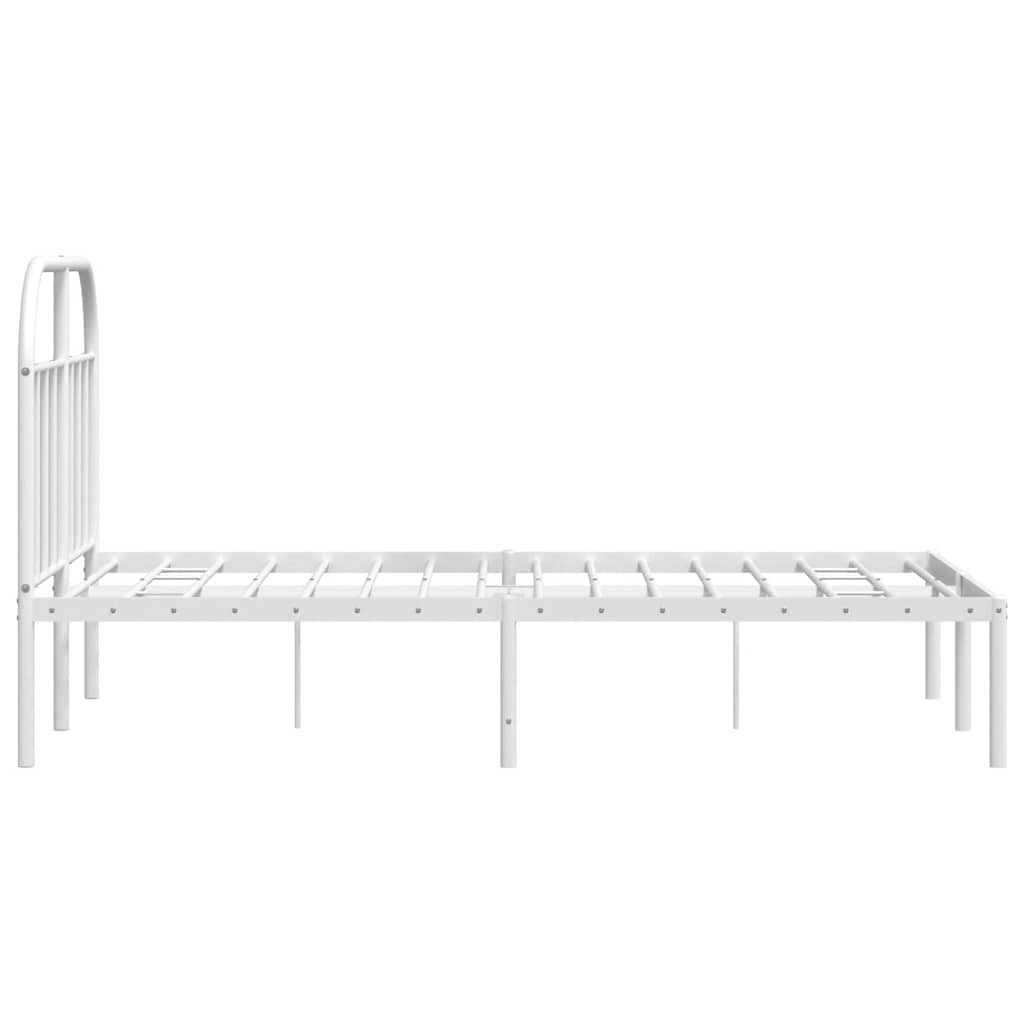 Metalni okvir za krevet s uzglavljem bijeli 135x190 cm