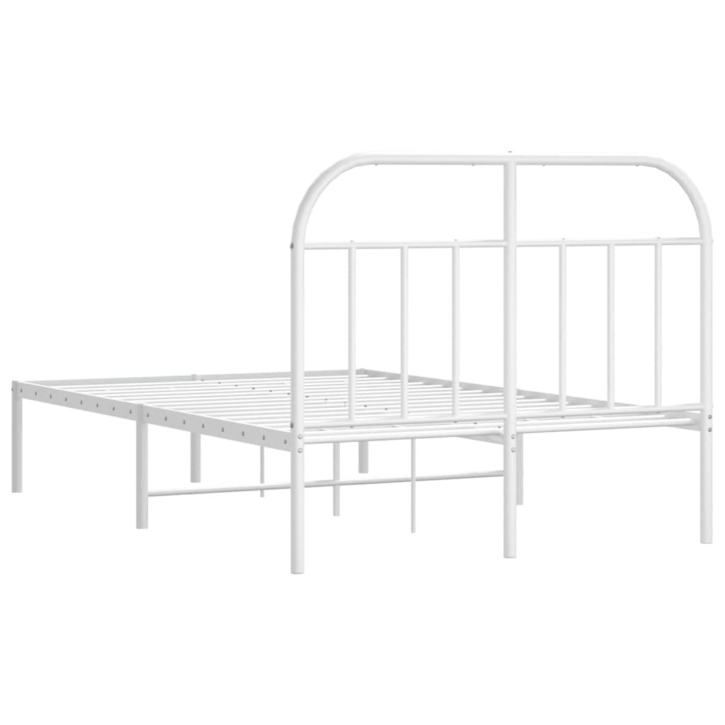 Metalni okvir za krevet s uzglavljem bijeli 135x190 cm