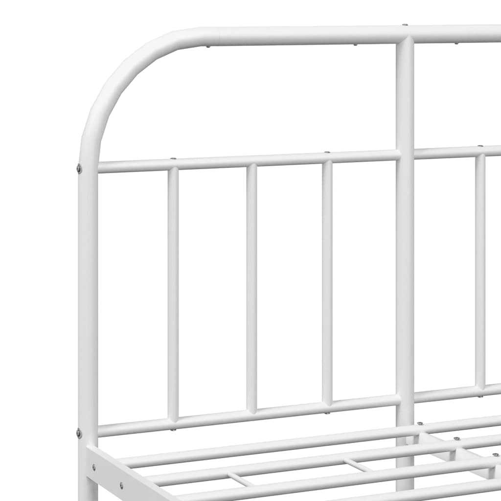 Metalni okvir za krevet s uzglavljem bijeli 135x190 cm