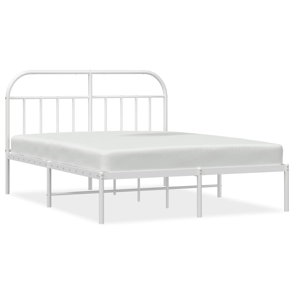 Metalni okvir za krevet s uzglavljem bijeli 140 x 190 cm