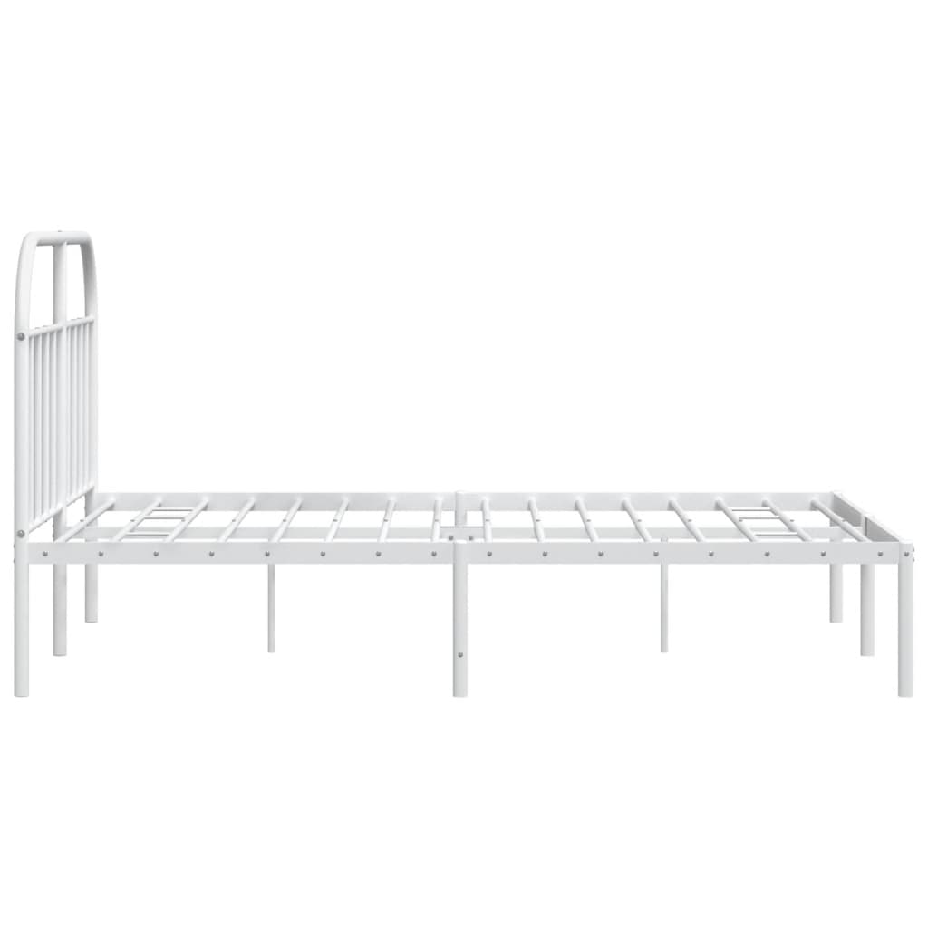 Metalni okvir za krevet s uzglavljem bijeli 140 x 190 cm