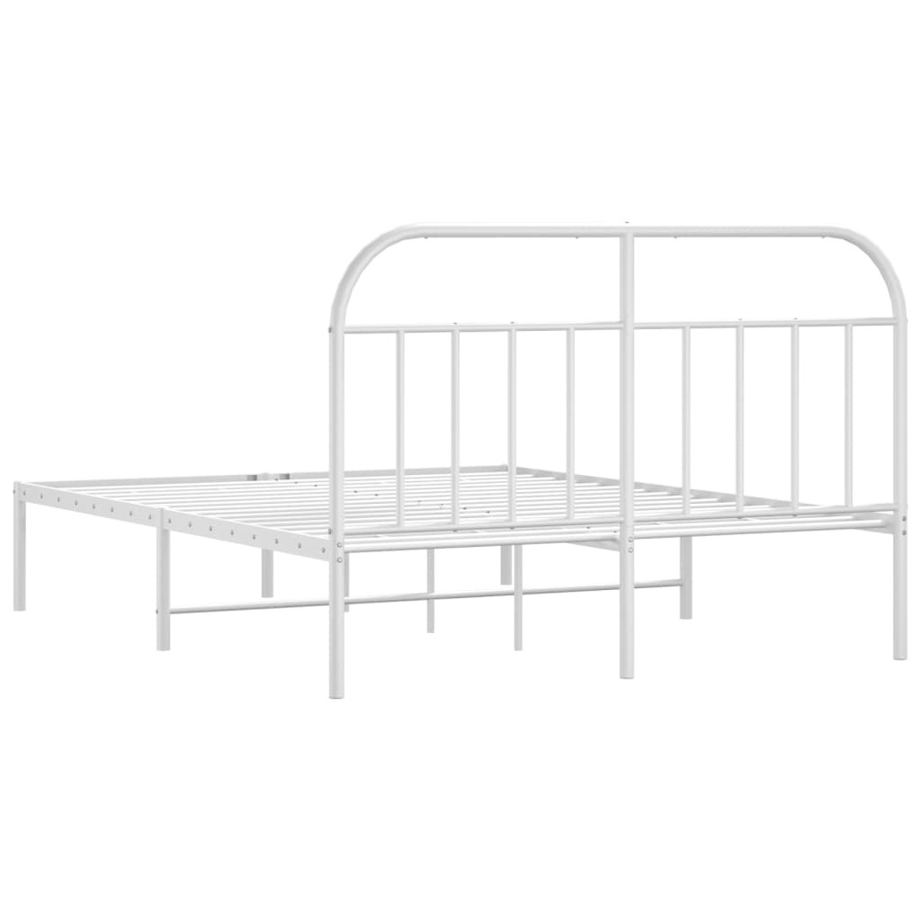 Metalni okvir za krevet s uzglavljem bijeli 140 x 190 cm
