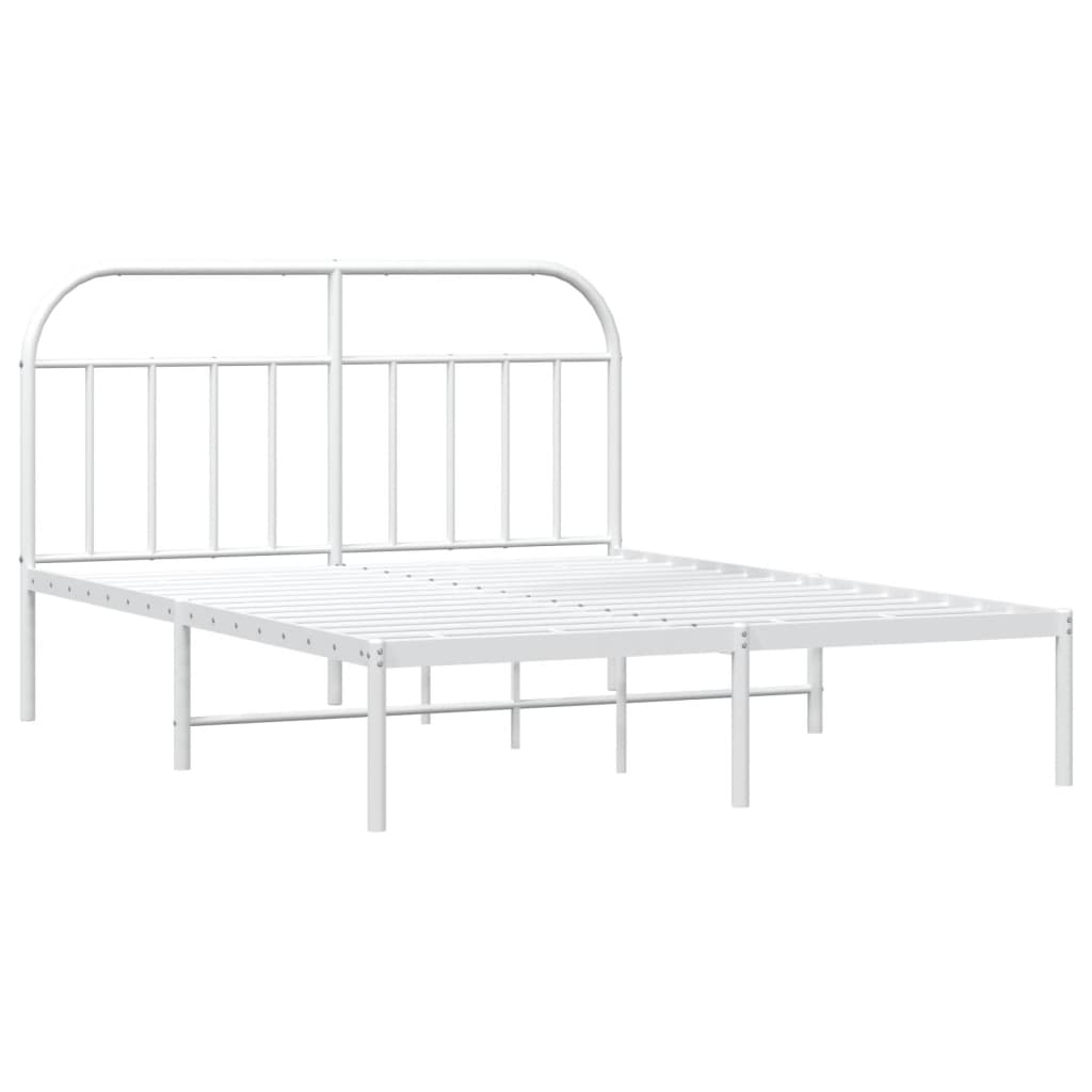 Metalni okvir za krevet s uzglavljem bijeli 140 x 200 cm