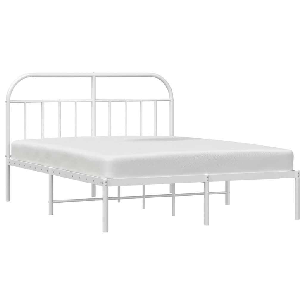 Metalni okvir za krevet s uzglavljem bijeli 140 x 200 cm
