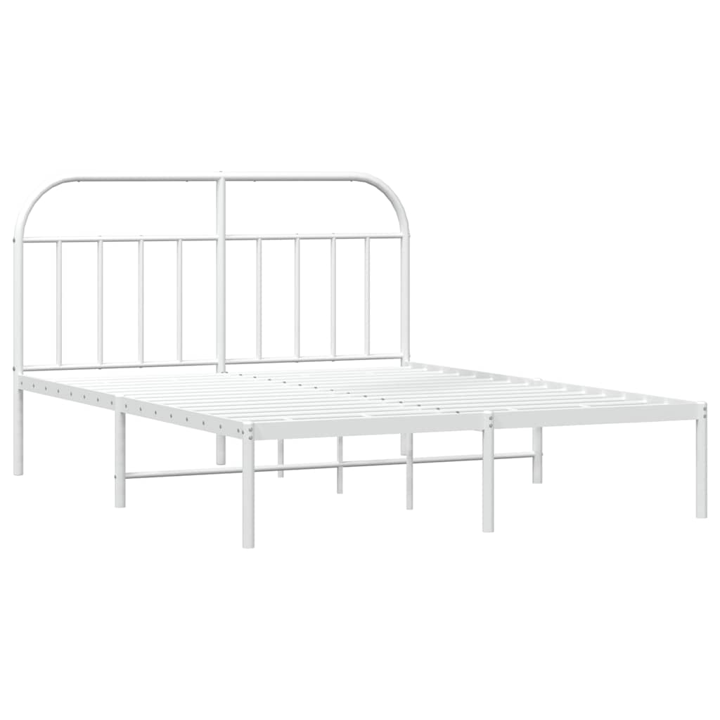 Metalni okvir za krevet s uzglavljem bijeli 150x200 cm