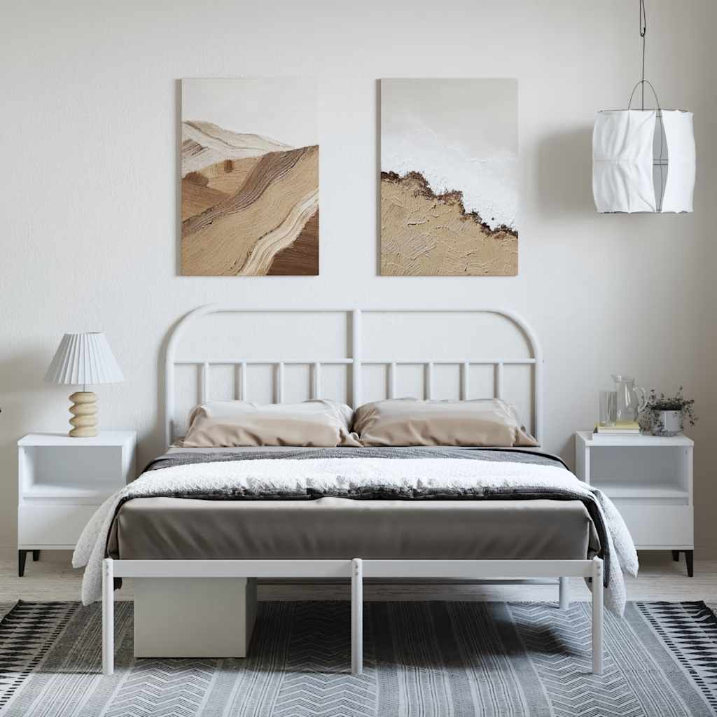 Metalni okvir za krevet s uzglavljem bijeli 150x200 cm