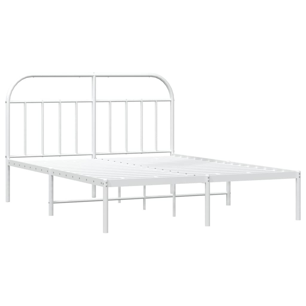 Metalni okvir za krevet s uzglavljem bijeli 160x200 cm