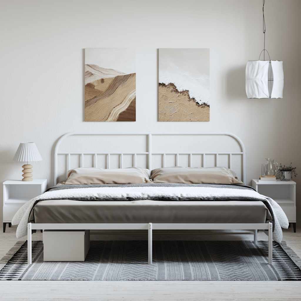 Metalni okvir za krevet s uzglavljem bijeli 193x203 cm
