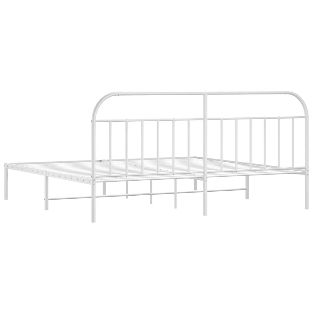 Metalni okvir za krevet s uzglavljem bijeli 200x200 cm