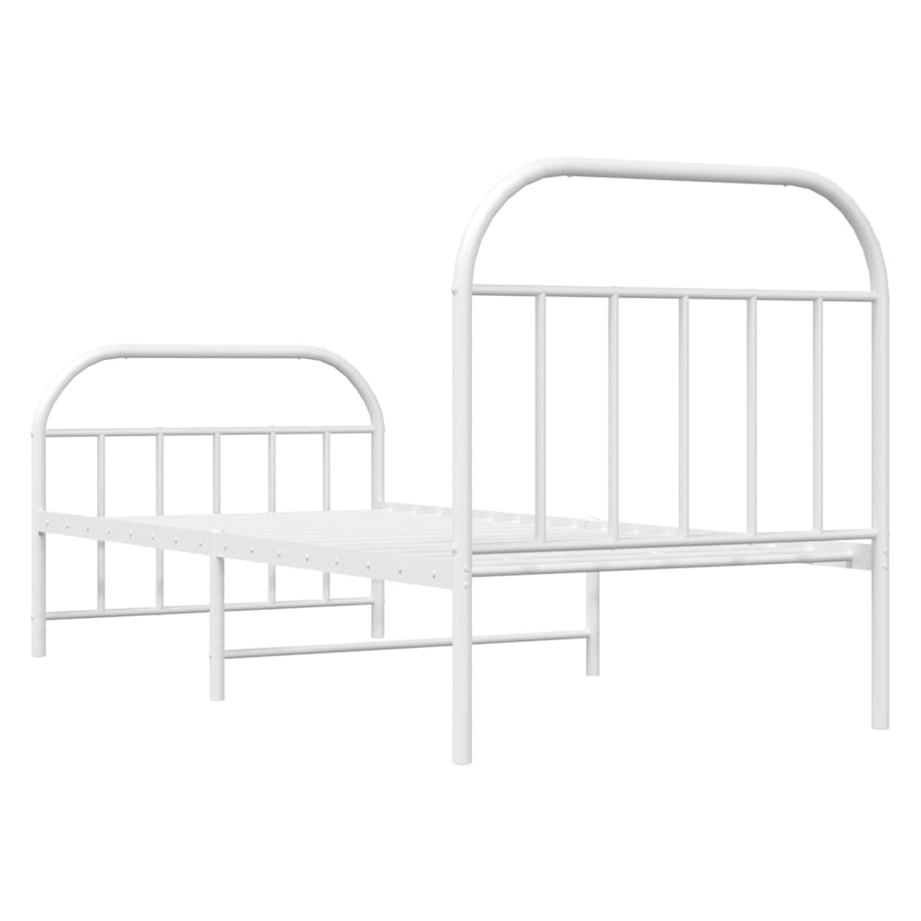 Metalni okvir kreveta uzglavlje i podnožje bijeli 90x190 cm
