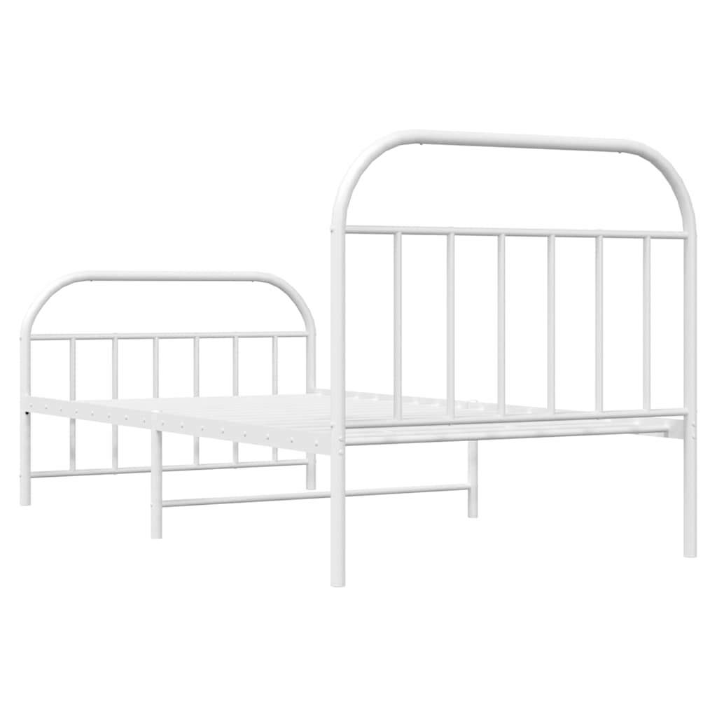 Metalni okvir kreveta uzglavlje i podnožje bijeli 100x190 cm