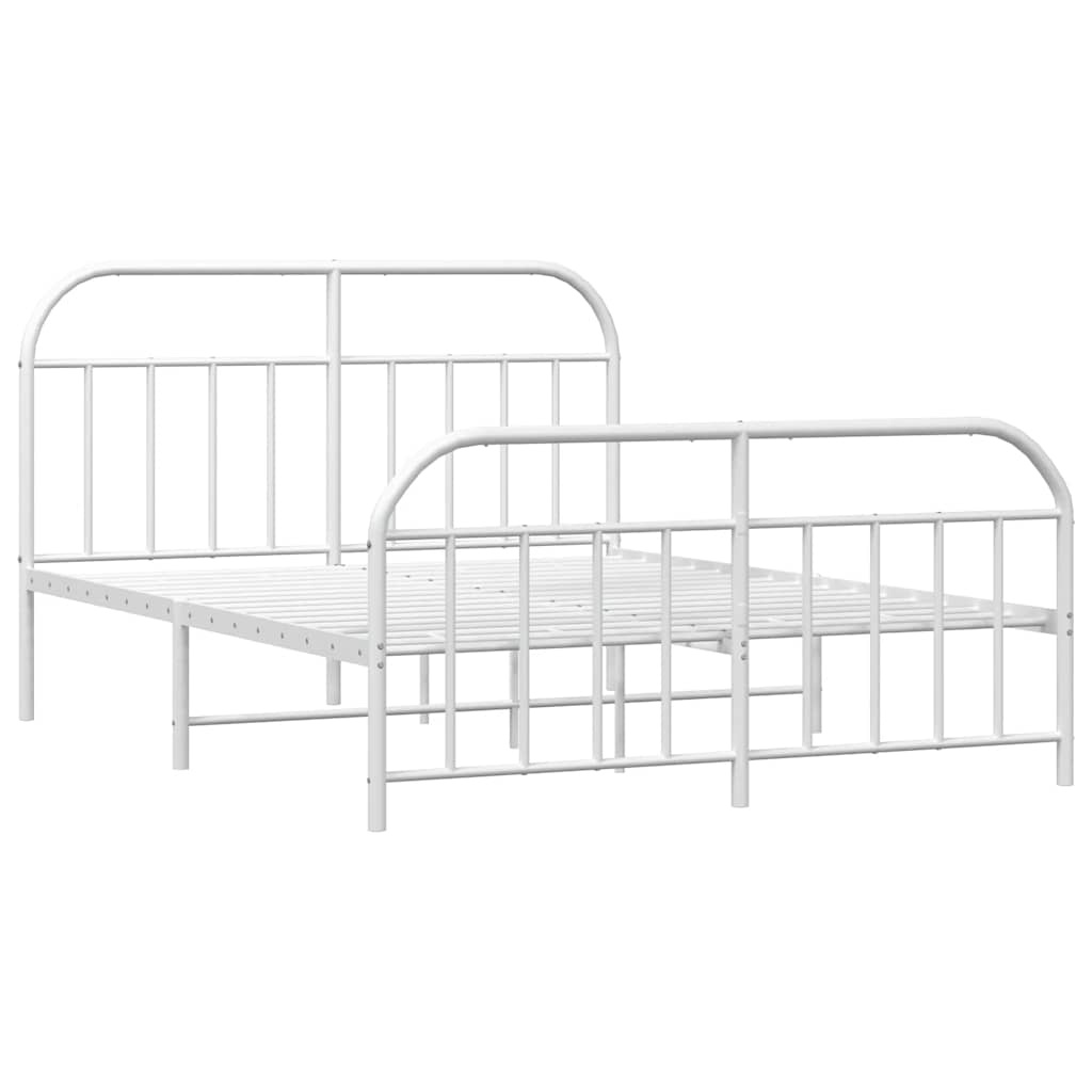 Metalni okvir kreveta uzglavlje i podnožje bijeli 150 x 200 cm