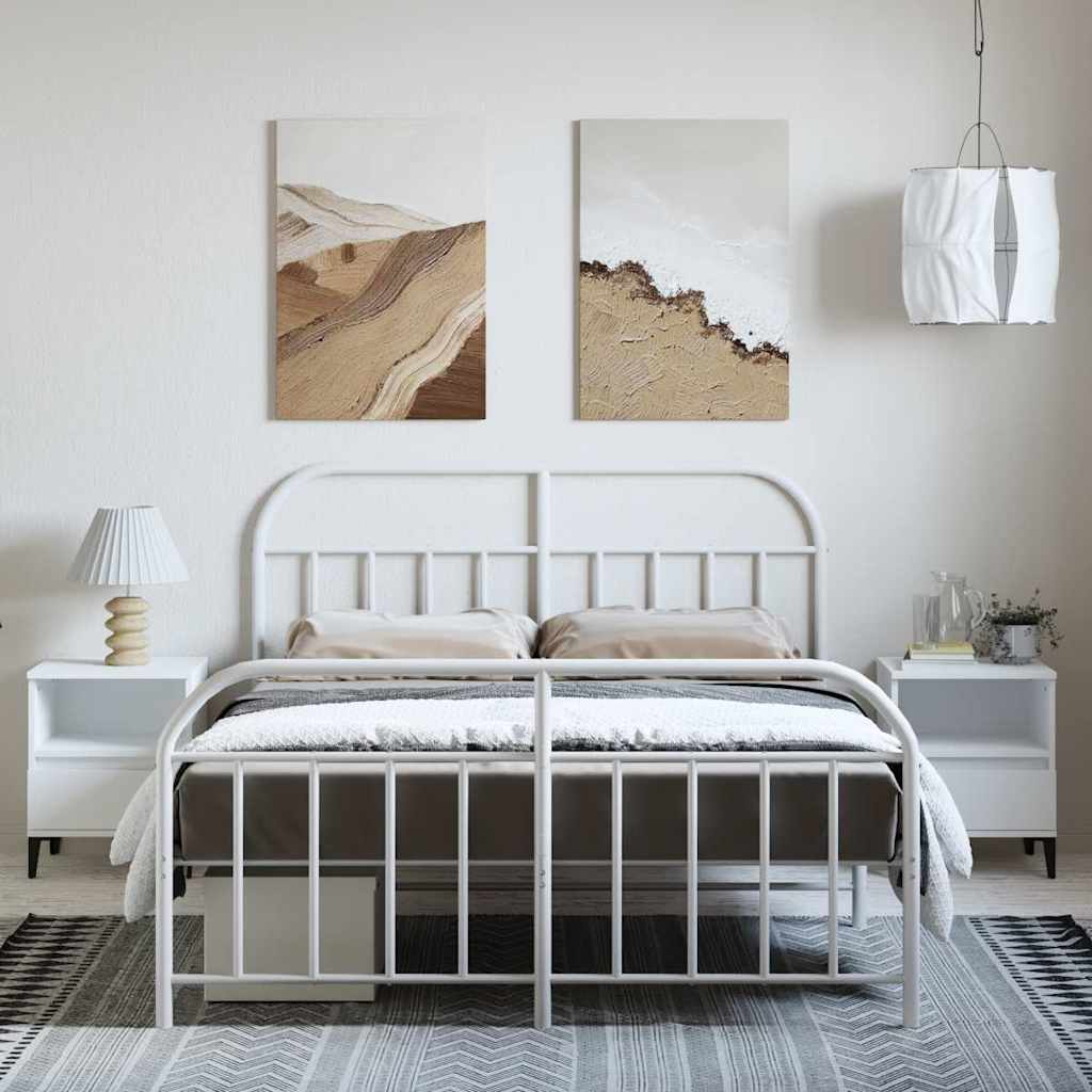 Metalni okvir kreveta uzglavlje i podnožje bijeli 150 x 200 cm