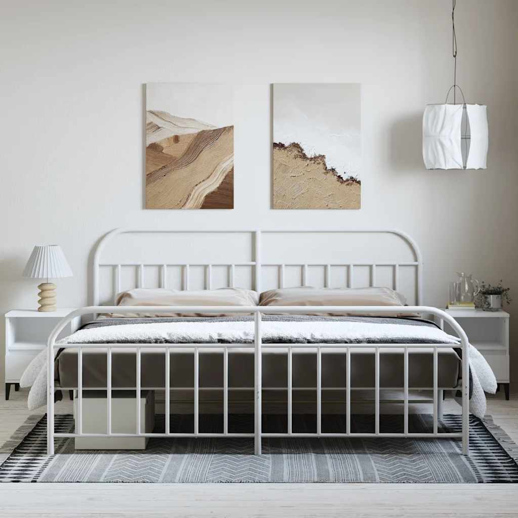 Metalni okvir kreveta uzglavlje i podnožje bijeli 193x203 cm