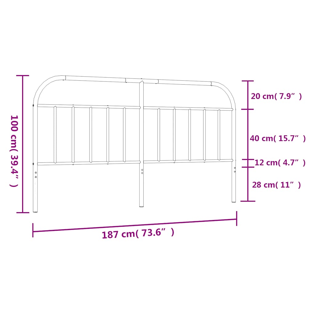 Metalno zamjensko uzglavlje bijelo 180 cm