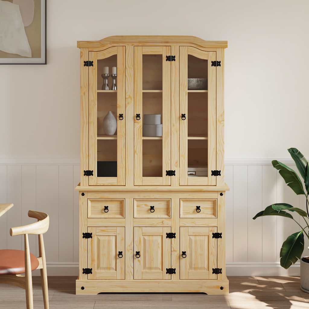 Visoka komoda Corona smeđa 112x43x196 cm borovina meksički stil