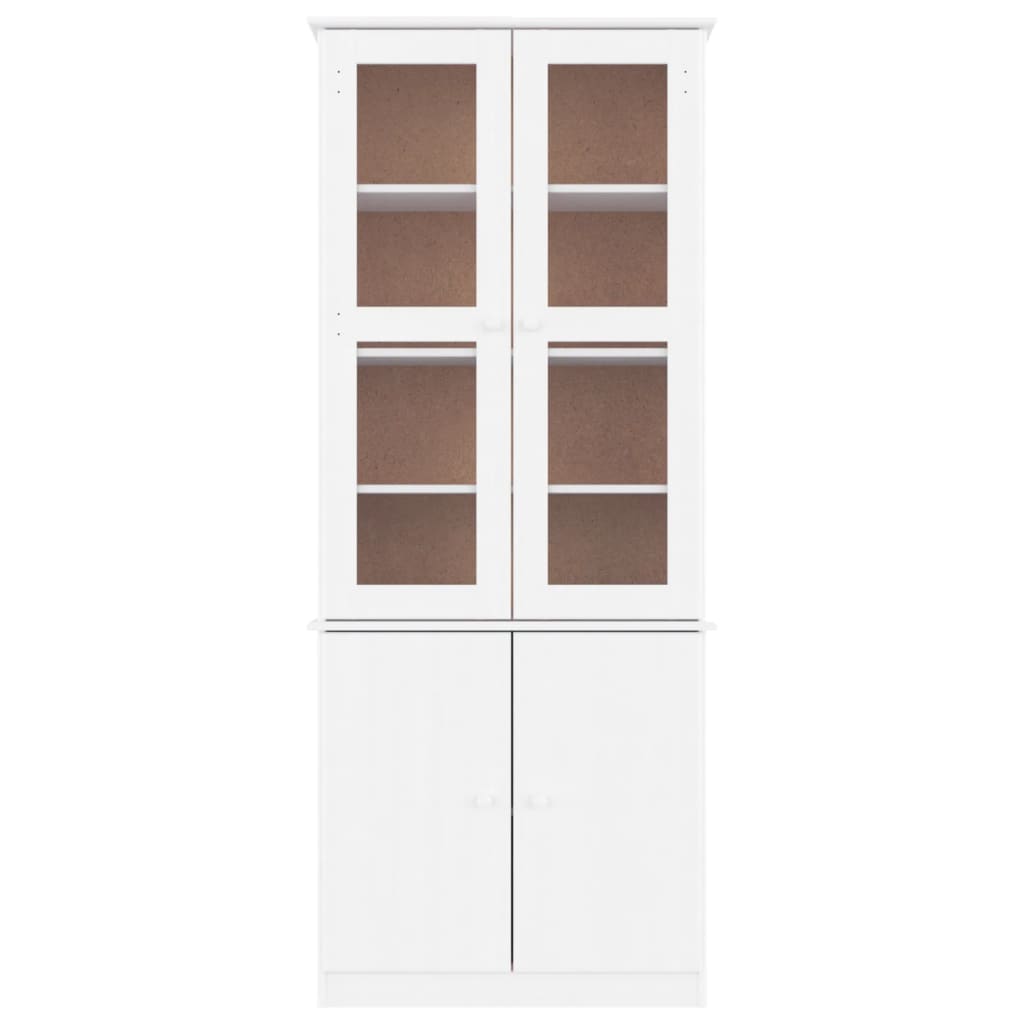 Staklena vitrina ALTA bijela 77x35x186,5 cm od masivne borovine