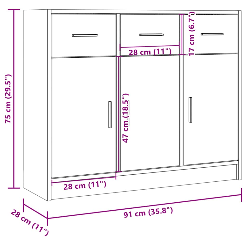 Komoda boja hrasta sonome 91x28x75 cm od konstruiranog drva