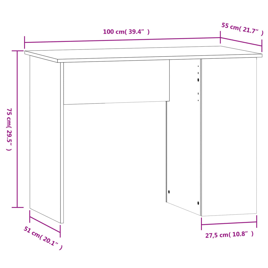 Radni stol boja hrasta sonome 100x55x75 cm konstruirano drvo