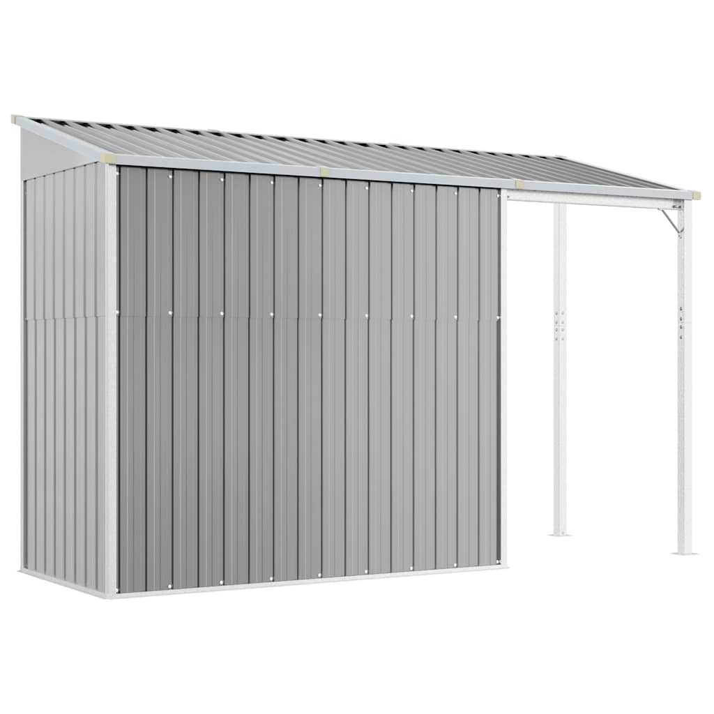 Vrtna kućica s produženim krovom svijetlosiva 277x107x181 cm čelična