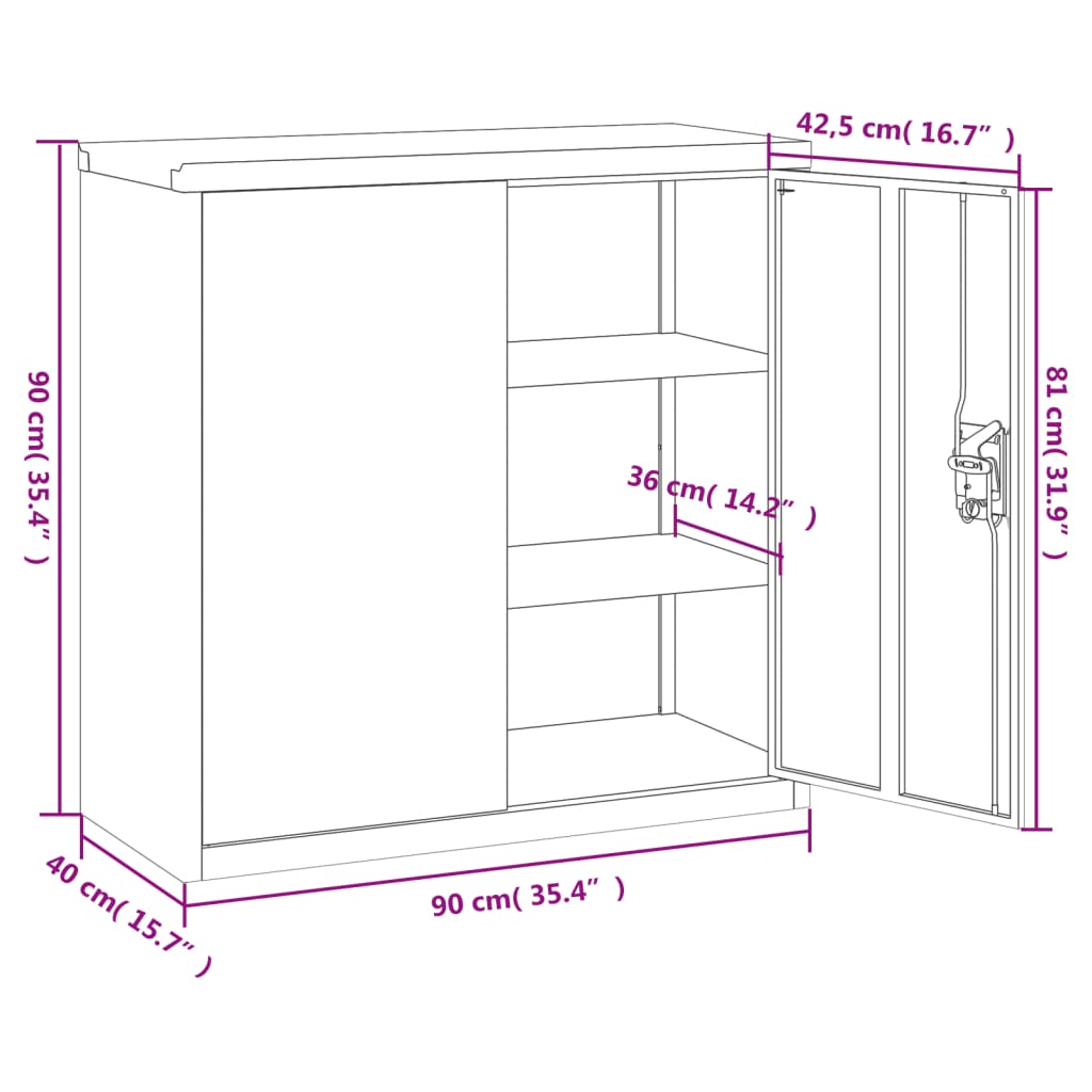 Ormarić za spise bijeli 90 x 40 x 90 cm čelični