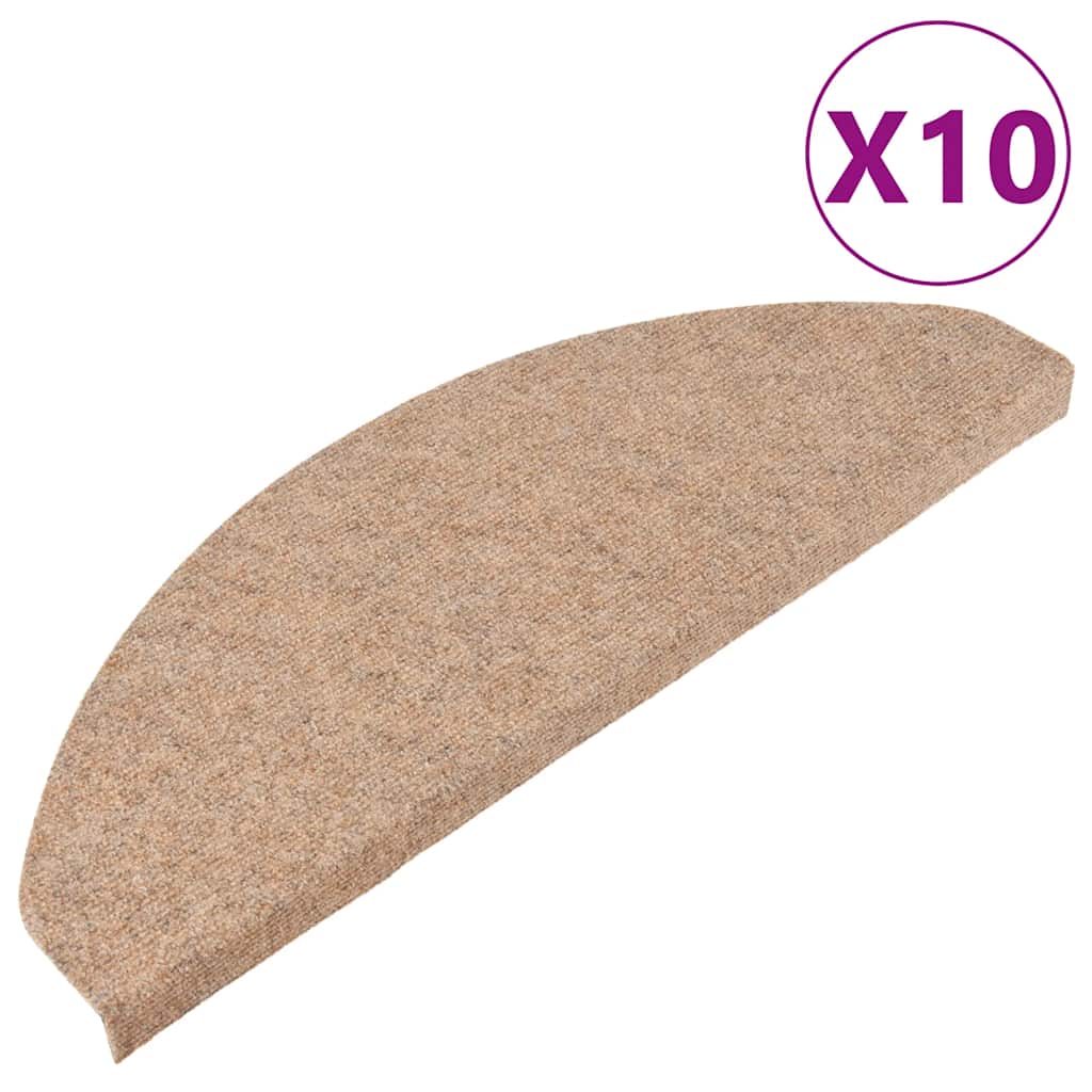 Samoljepljivi otirači za stepenice 10 kom bež 65x22,5x3,5 cm