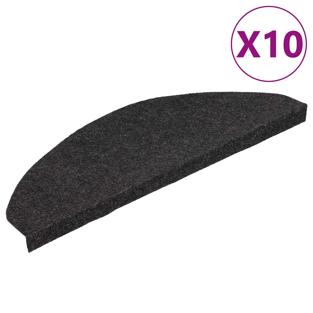 Samoljepljivi otirači za stepenice 10 kom crni 65x22,5x3,5 cm