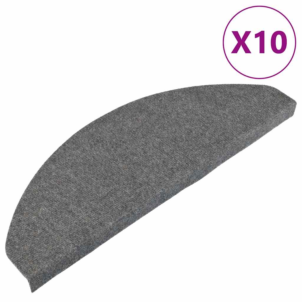Samoljepljivi otirači za stepenice 10 kom sivi 65x22,5x3,5 cm