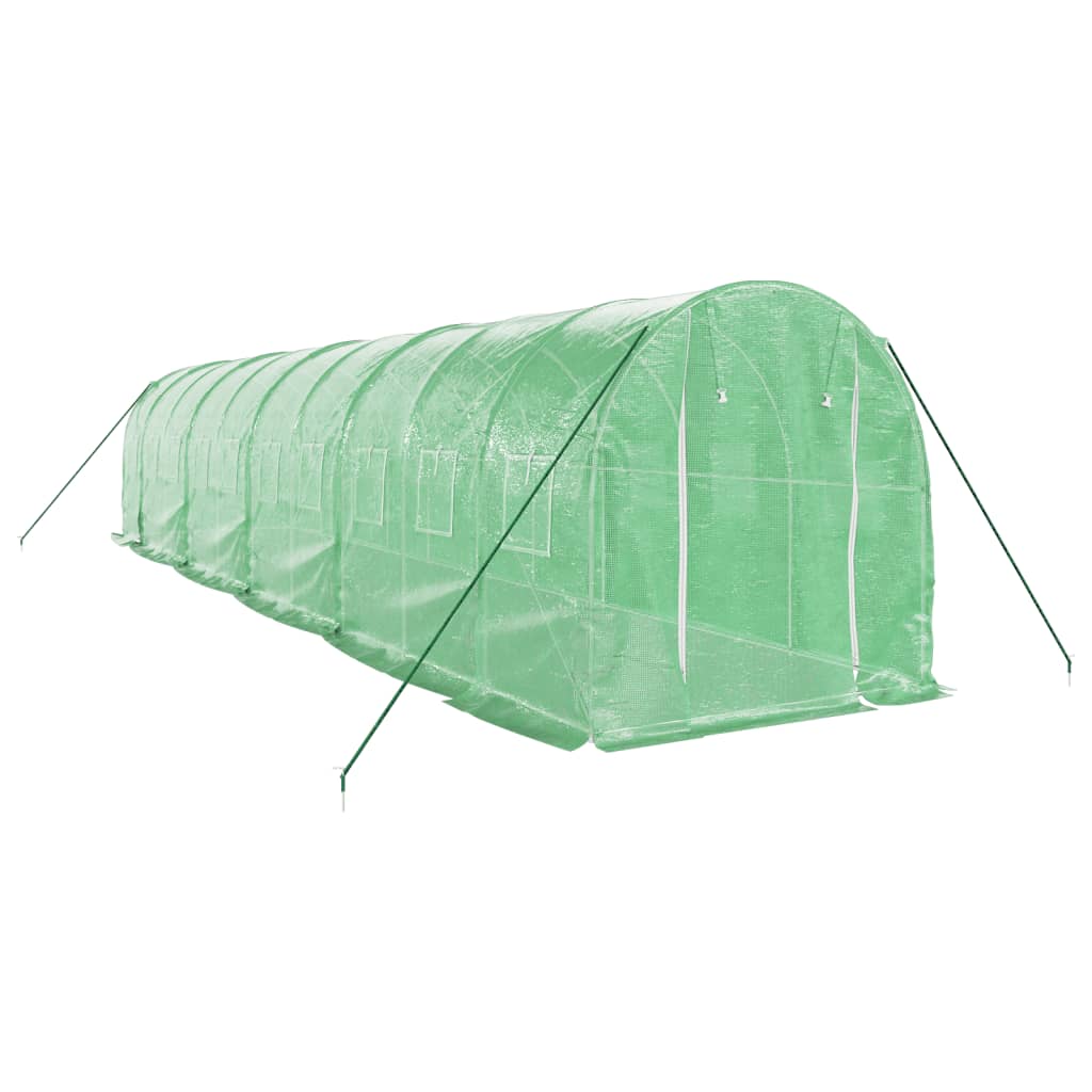 Staklenik s čeličnim okvirom zeleni 20 m² 10 x 2 x 2 m
