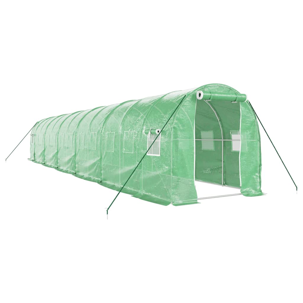 Staklenik s čeličnim okvirom zeleni 24 m² 12 x 2 x 2 m