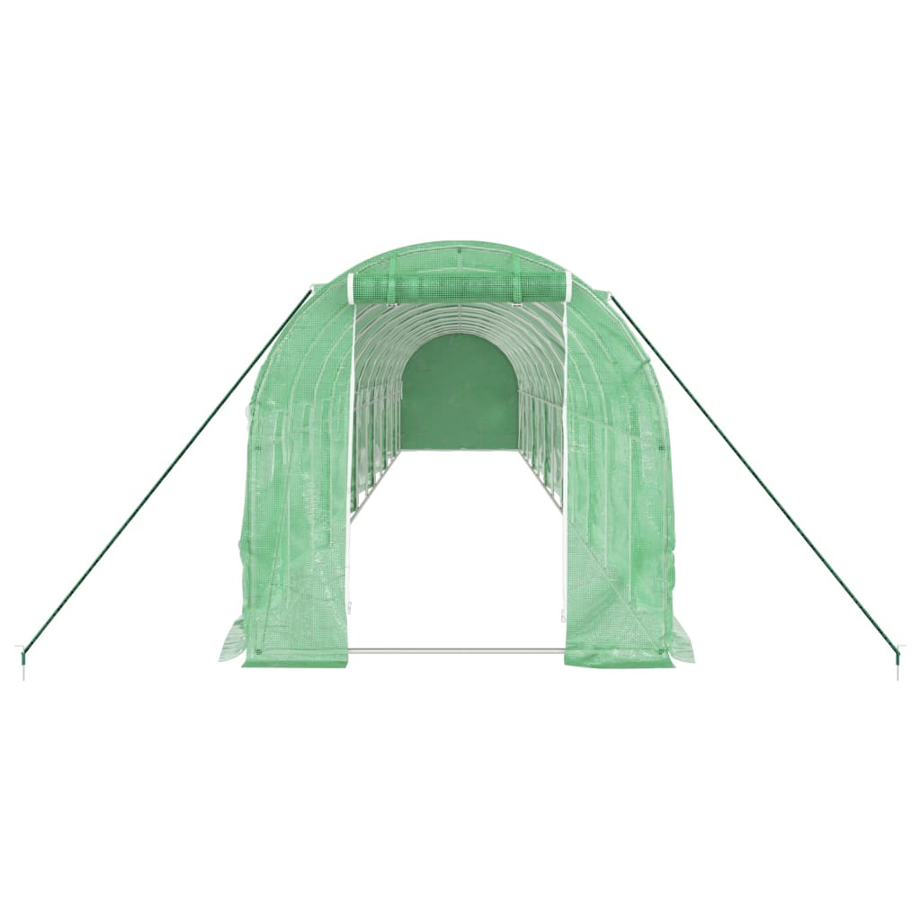 Staklenik s čeličnim okvirom zeleni 24 m² 12 x 2 x 2 m