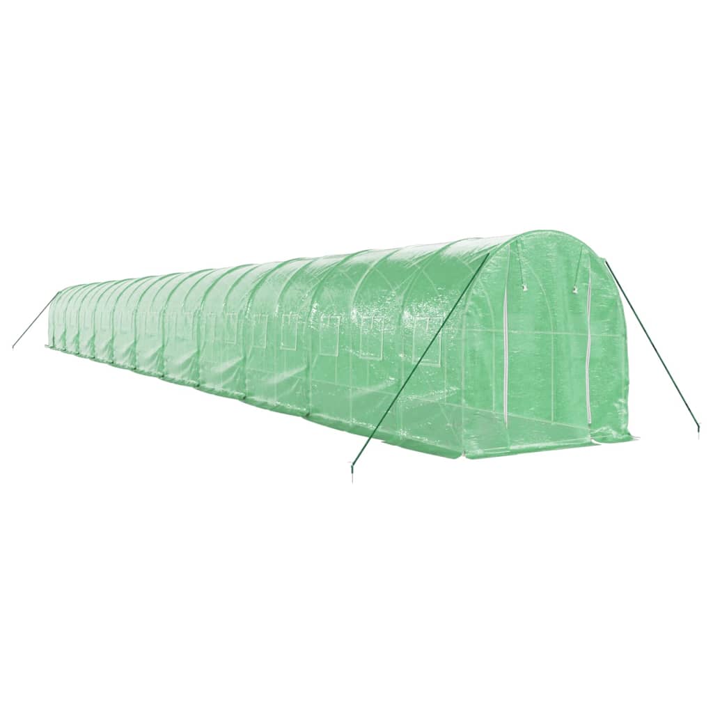 Staklenik s čeličnim okvirom zeleni 44 m² 22 x 2 x 2 m