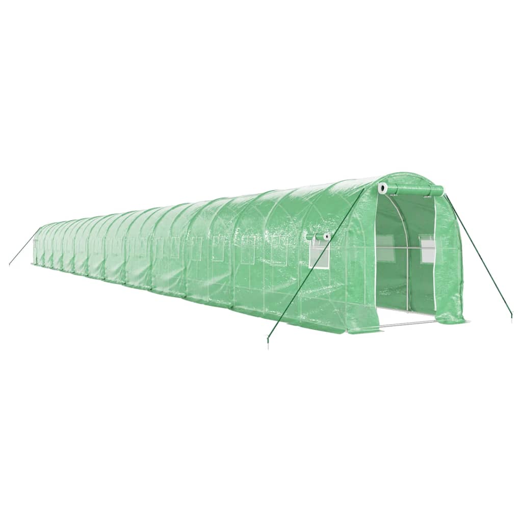 Staklenik s čeličnim okvirom zeleni 48 m² 24 x 2 x 2 m