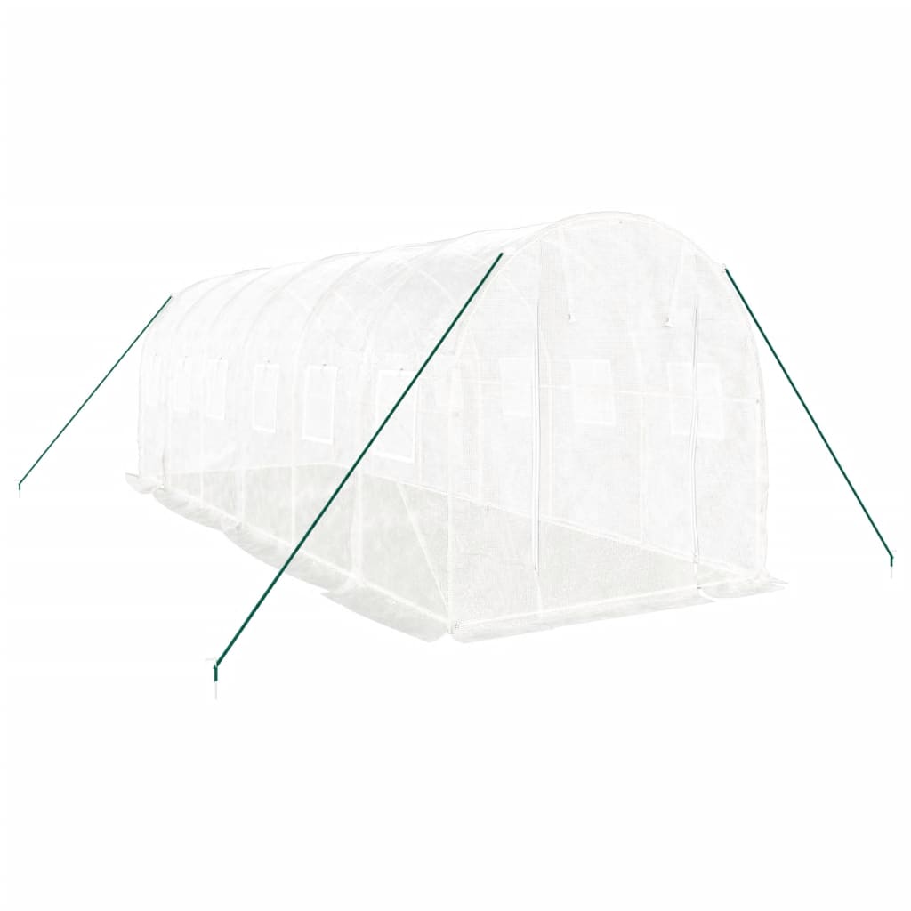 Staklenik s čeličnim okvirom bijeli 12 m² 6 x 2 x 2 m