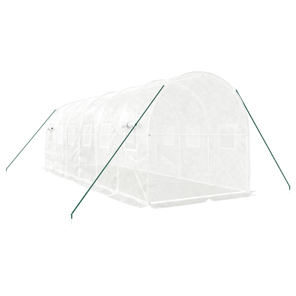 Staklenik s čeličnim okvirom bijeli 12 m² 6 x 2 x 2 m