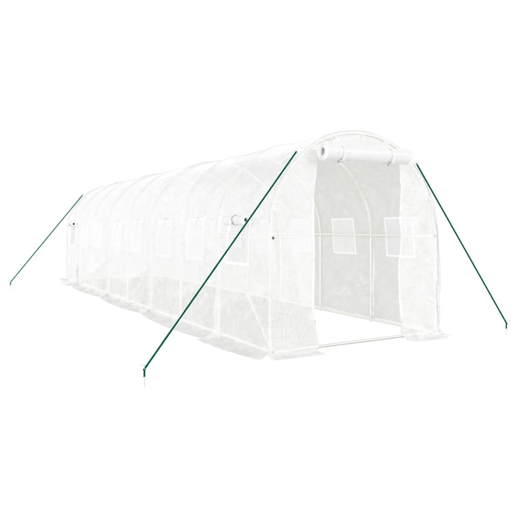 Staklenik s čeličnim okvirom bijeli 16 m² 8 x 2 x 2 m