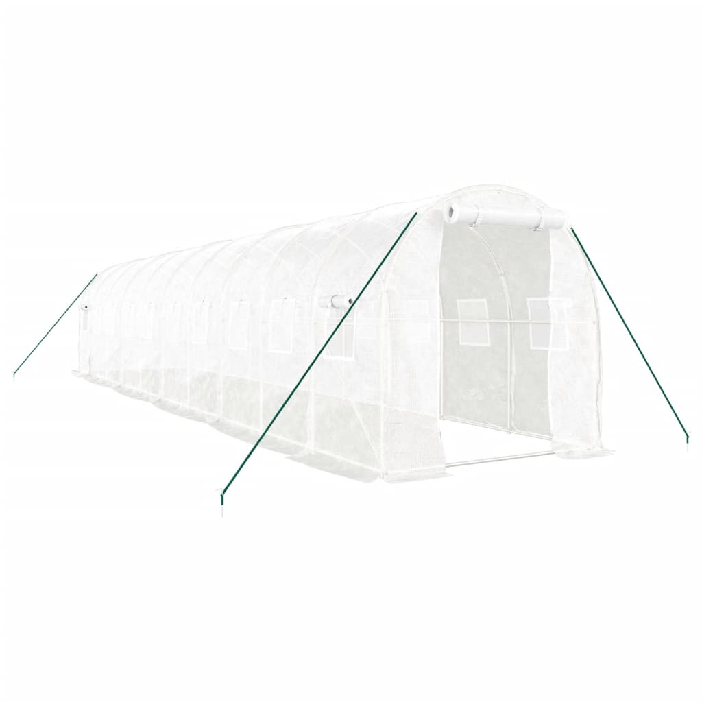 Staklenik s čeličnim okvirom bijeli 20 m² 10 x 2 x 2 m