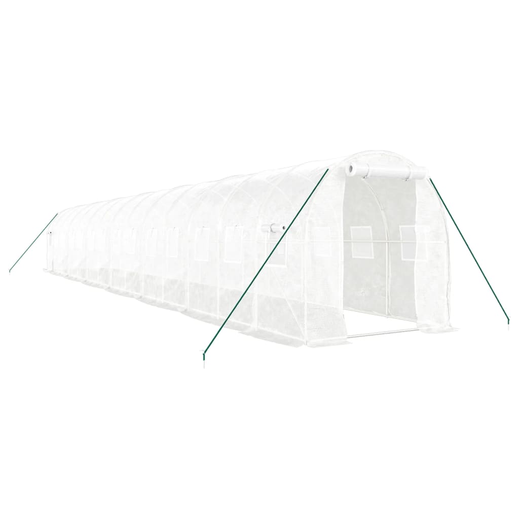 Staklenik s čeličnim okvirom bijeli 28 m² 14 x 2 x 2 m