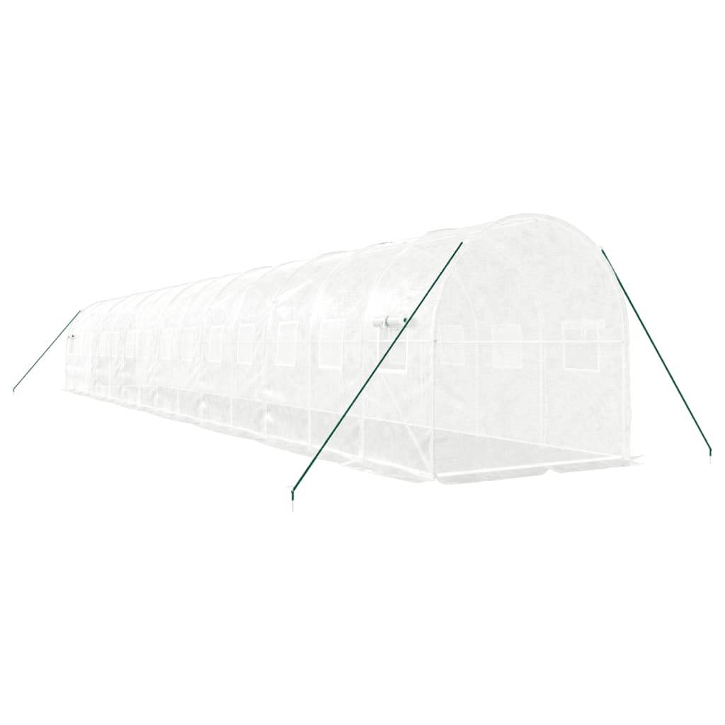Staklenik s čeličnim okvirom bijeli 28 m² 14 x 2 x 2 m