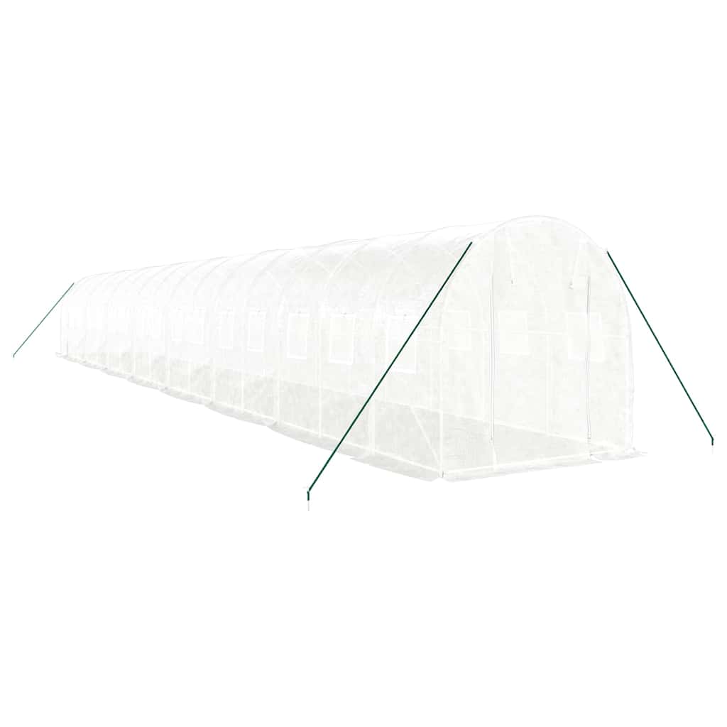 Staklenik s čeličnim okvirom bijeli 32 m² 16 x 2 x 2 m