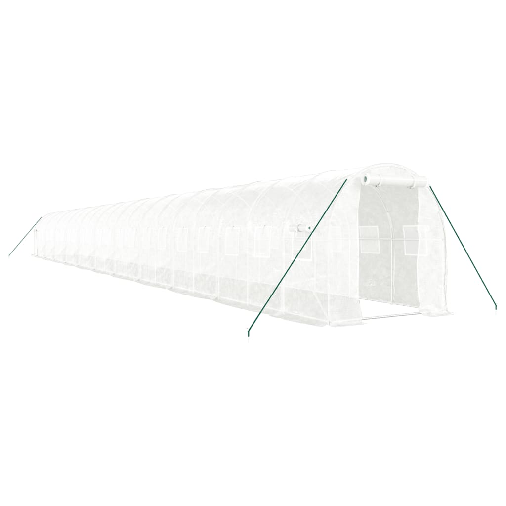 Staklenik s čeličnim okvirom bijeli 44 m² 22 x 2 x 2 m