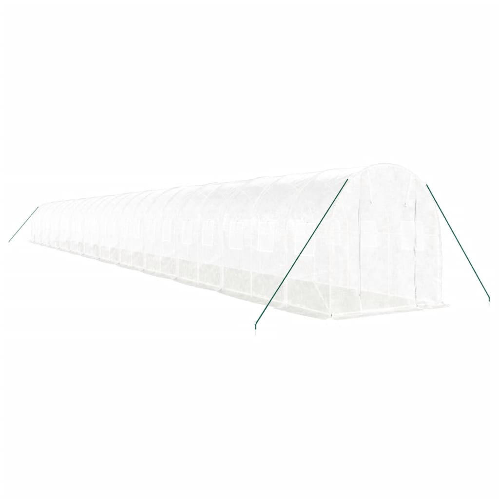 Staklenik s čeličnim okvirom bijeli 48 m² 24 x 2 x 2 m